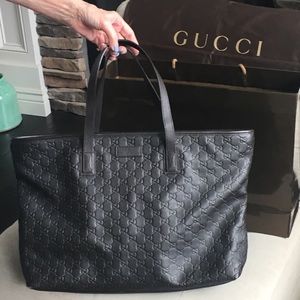 GUCCI “GG” LARGE LEATHER Carry-On/Tote MINT